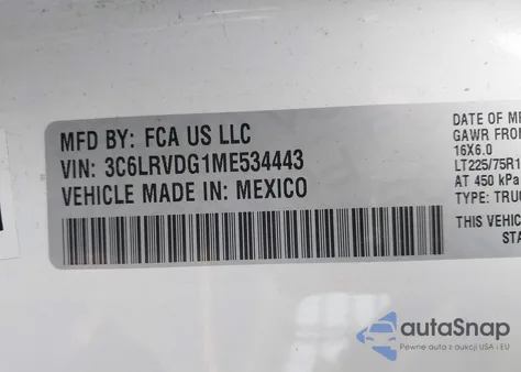 2021 Ram Promaster 2500 High Roof 159 Wb from USA, damaged, VIN 3C6LRVDG1ME534443